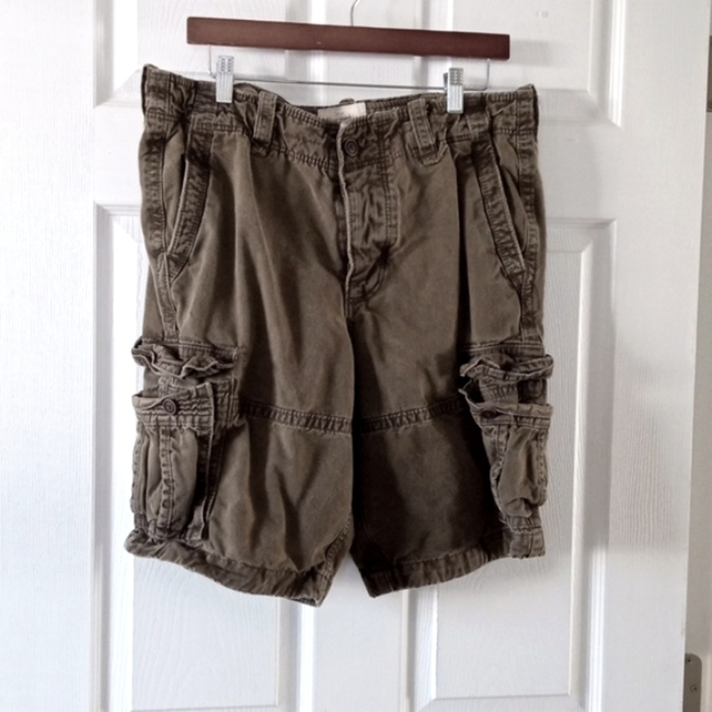 Abercrombie & Fitch Mens Army Green Cargo Shorts Size:34